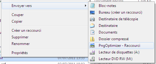 PNGOptimizer : Envoyer vers
