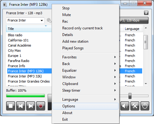 Radio Sure : Configuration