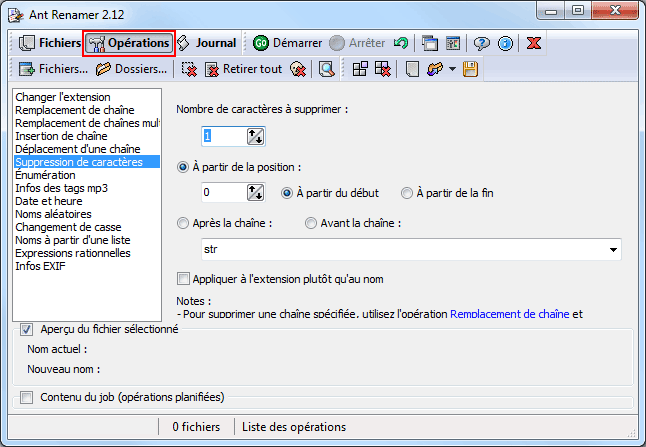 AntRenamer - Opérations