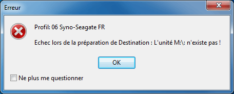 SyncBack : Echec lors de la préparation de Destination