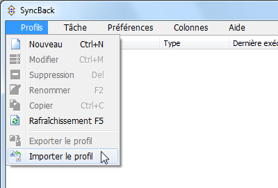 Importer le profil