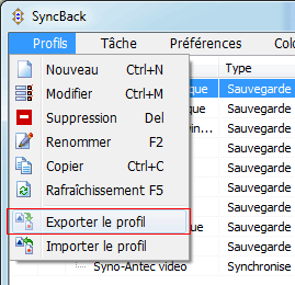 SyncBack dans la Base de Registre