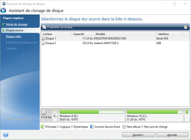 Acronis True Image HD - Clonage