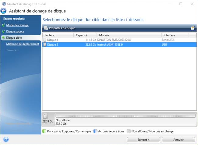 Acronis True Image HD - Clonage