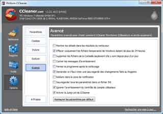 Ccleaner : Options