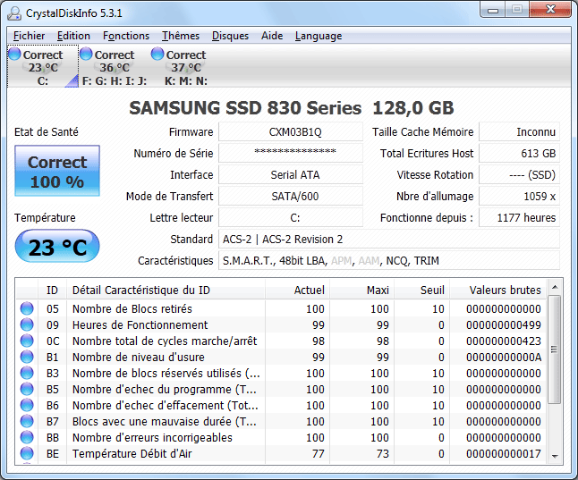 CrystalDiskInfo : Samsung 830 Series