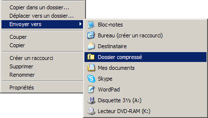 compression de fichier avec Windows XP