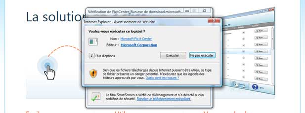 Installation - Centre de solution Microsoft Fix it