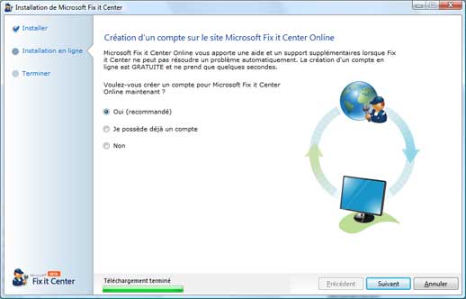 Installation - Centre de solution Microsoft Fix it