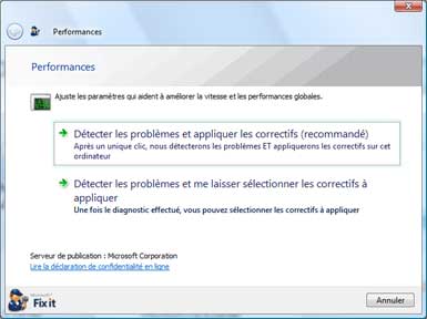 Utilisation de Microsoft Fix it Center Online