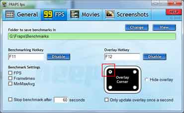 Configuration de Fraps : FPS