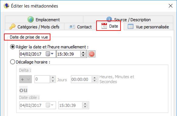 Geosetter : modifier la date de prise de vue