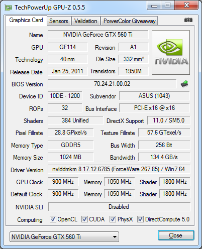 GPU-Z : 560 Ti