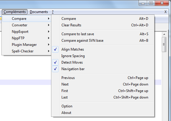 Notepad++ : comparaison de fichiers texte