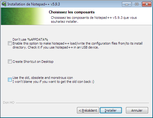 Notepad++ : installation