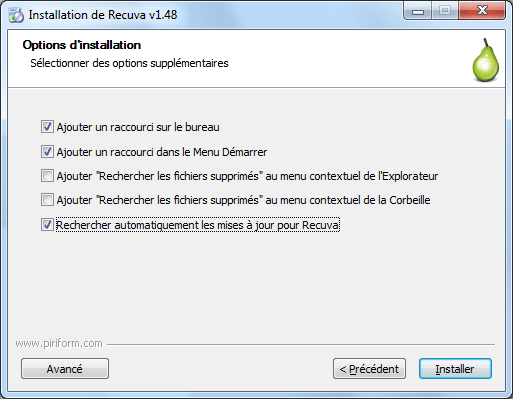 Recuva : Installation