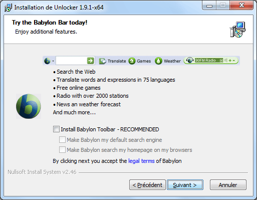 Installationi de Unlocker