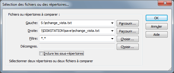 WinMerge : ouvrir un fichier