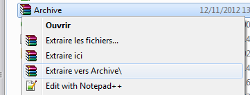 Décompresser un fichier avec WinRAR