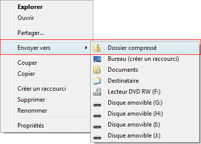 Dossier compressé sous Windows Vista