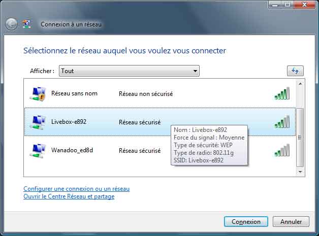 Vista : Connexion sans fil