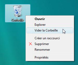 Vista : Vider la Corbeille