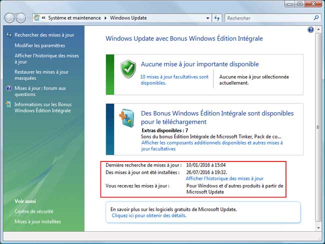 Windows Vista  - Windows Update
