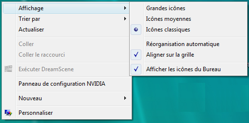Affichage des icônes sous Windows Vista
