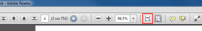 Barre d'outils sur Adobe Reader