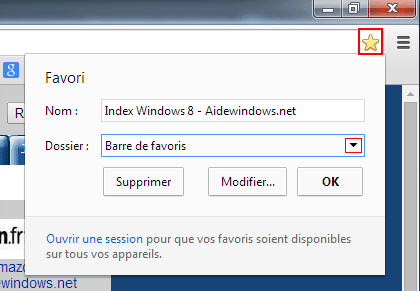 Google Chrome : Favoris