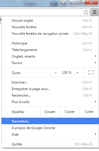 Chrome : Paramètres