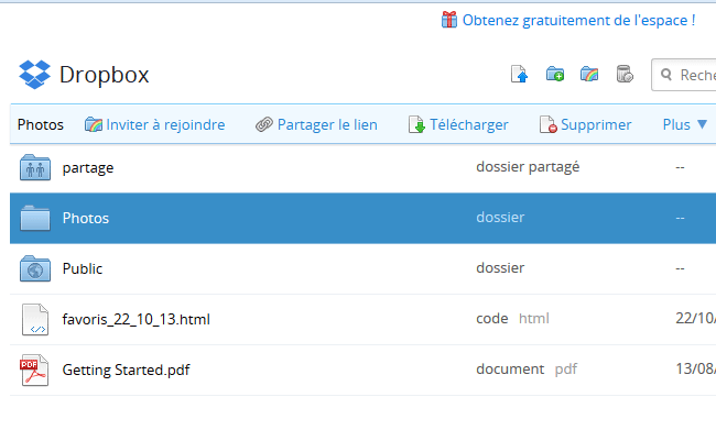 Dropbox - Télécharger