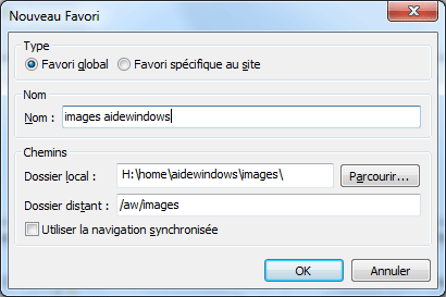 FileZilla : Ajouter Favori