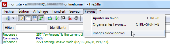 FileZilla : Ajouter Favori