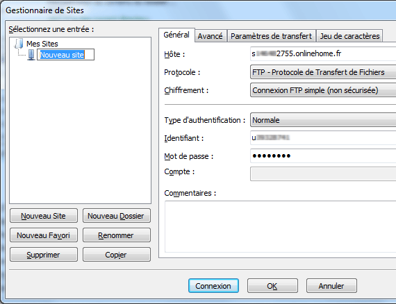 FileZilla : Connexion rapide