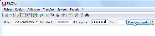 FileZilla : Connexion rapide