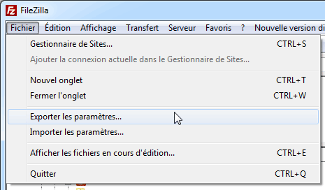 Filezilla : Exporter