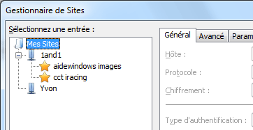 Filezilla : Gestionnaire de Sites