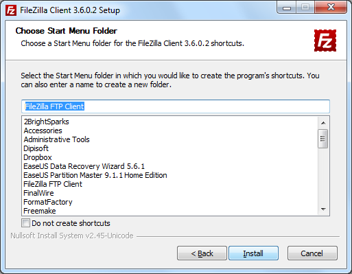 FileZilla : Installation