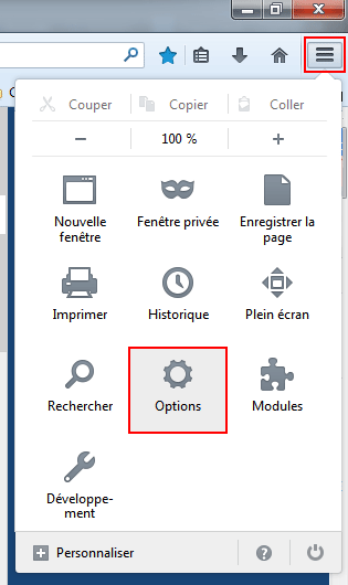 Firefox : Options