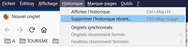 Firefox : Supprimer l'historique récent