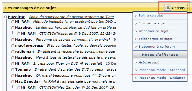 Forum : Passer au mode Standard