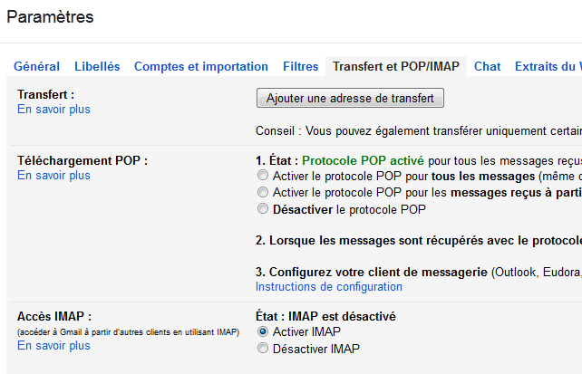 Paramétrer Gmail