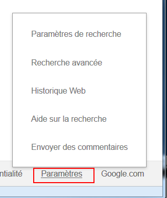 Google : Paramètres