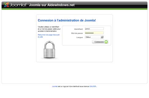 Accéder à l'administration de Joomle