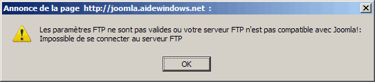Erreur installation Joomla