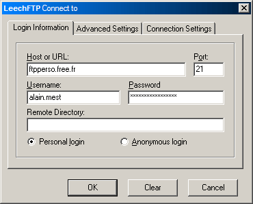 Login avec LeechFTP
