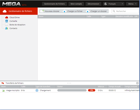Mega - Gestionnaire de fichiers