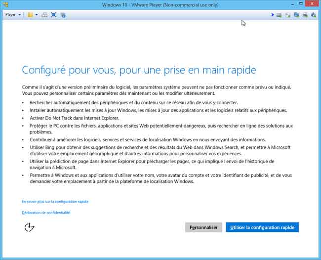 Windows 10 - Configuration rapide