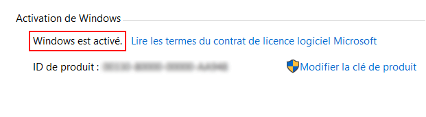 Windows 10 : activé